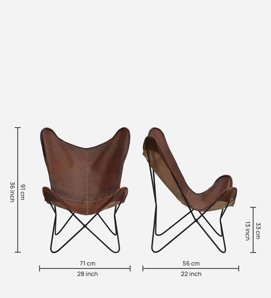 living room leather butterfly chair Leather Full Back Lounge Chair In Natural Finish - Hana Exports