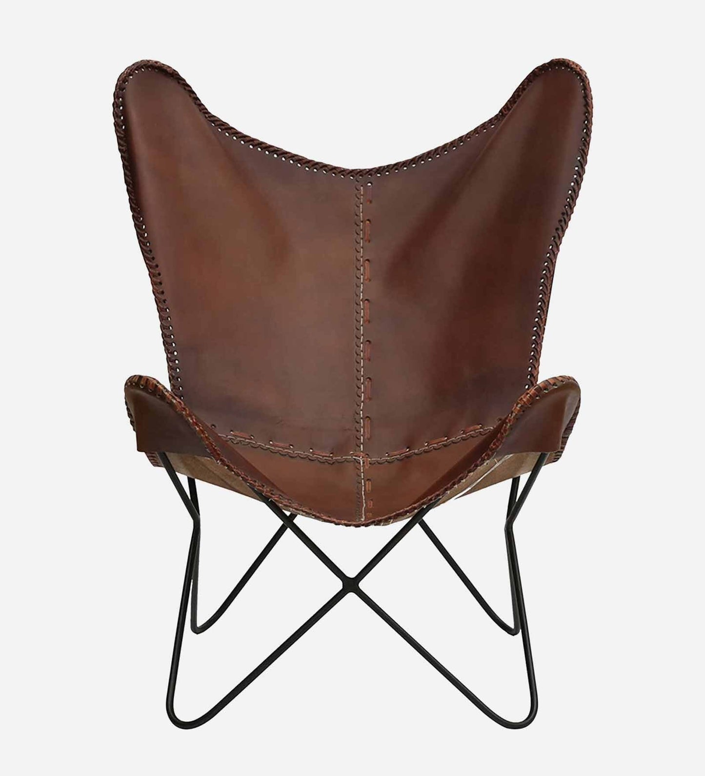 living room leather butterfly chair Leather Full Back Lounge Chair In Natural Finish - Hana Exports