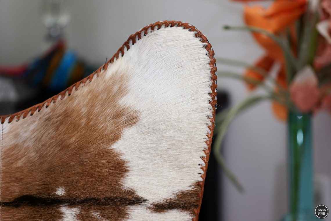 COWHIDE BUTTERFLY CHAIR - Handmade Leather Recliner | With Black Foldable Frame | Housewarming Gifts | Brown Replacement Covers