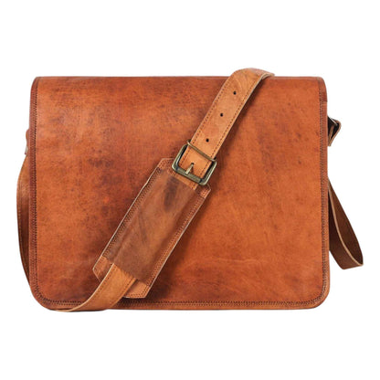 Unisex Handmade Vintage Brown Leather Crossbody Bag