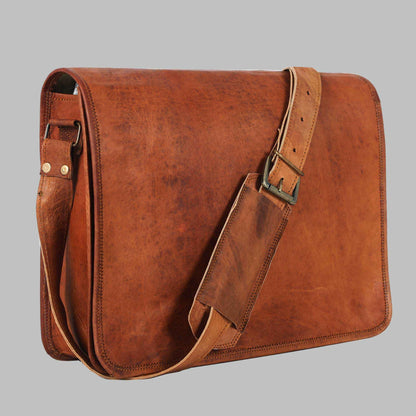 Unisex Handmade Vintage Brown Leather Crossbody Bag