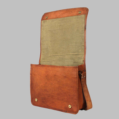 Unisex Handmade Vintage Brown Leather Crossbody Bag