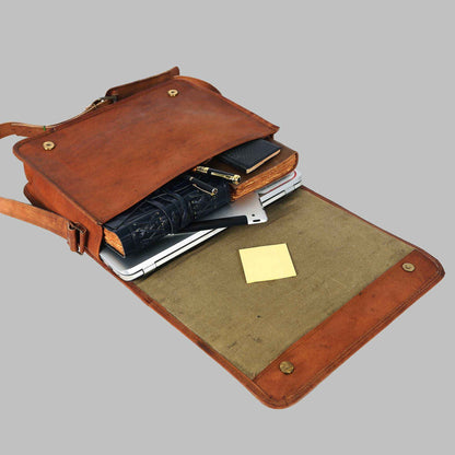 Unisex Handmade Vintage Brown Leather Crossbody Bag