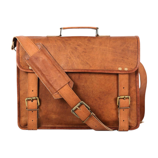 Men’s Handmade Vintage Brown Leather Messenger Bag - Hana Exports