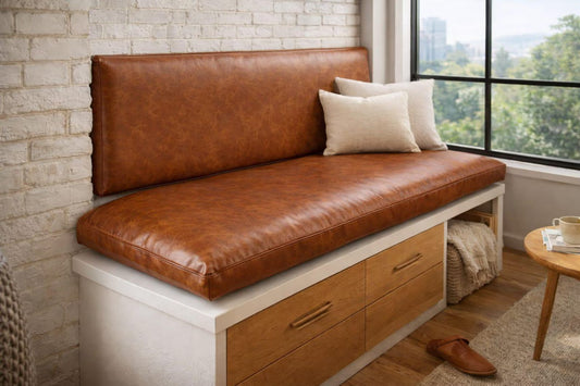 Custom Leather Cushion Cover – Handmade Bench & Seat