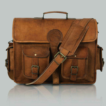 Vintage Handmade Leather Travel Satchel & Briefcase