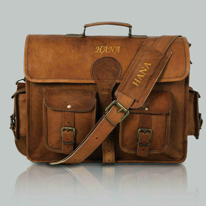 Vintage Handmade Leather Travel Satchel & Briefcase