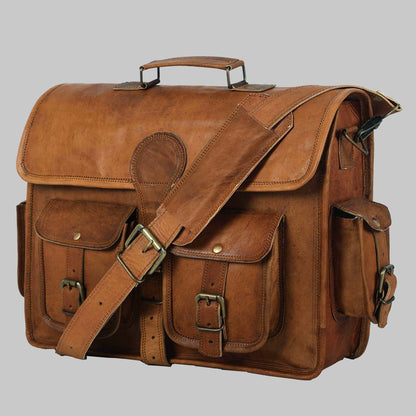 Vintage Handmade Leather Travel Satchel & Briefcase