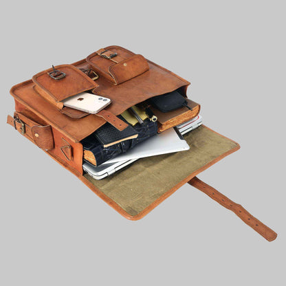 Vintage Handmade Leather Travel Satchel & Briefcase