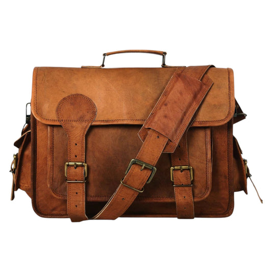 Unisex Personalized Full Grain Leather Messenger Bag - Hana Exports