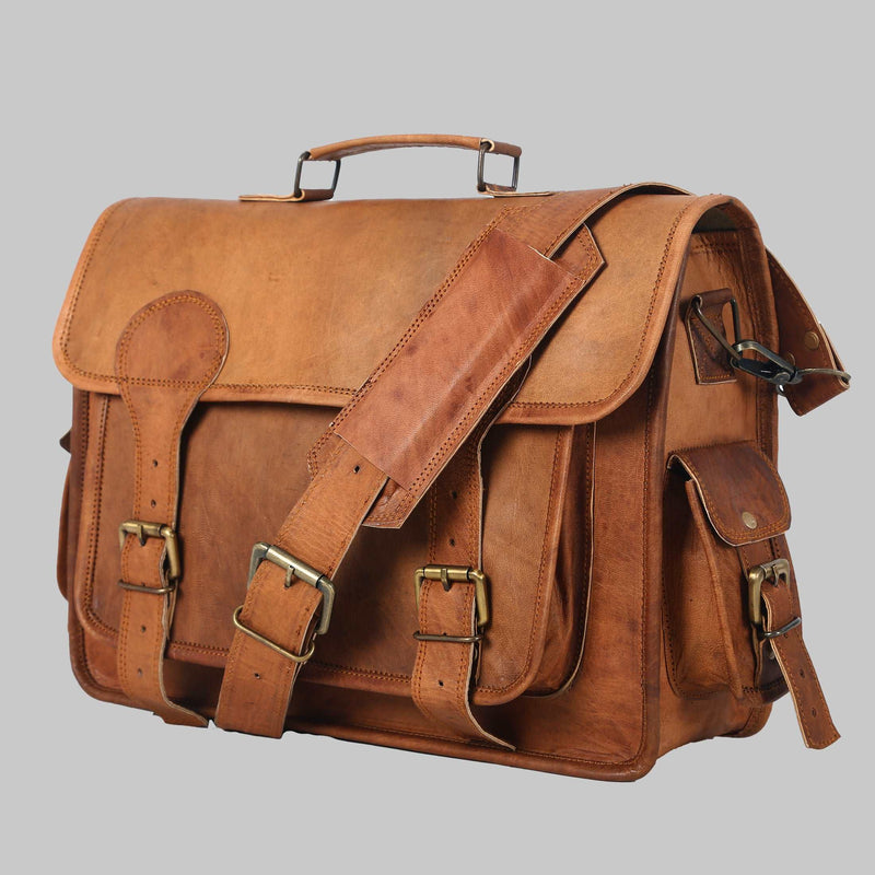 Leather Messenger Bag for Men Women - Full Grain Leather Laptop Satchel bag Office Shoulder Bag