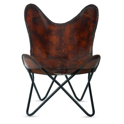 Handmade Leather Butterfly Chair – Side Stitch