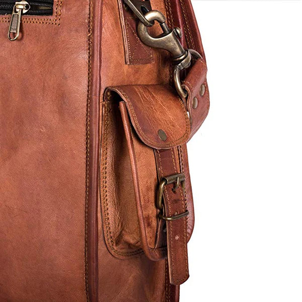 Handcrafted Genuine Leather Messenger Bag for Men - Versatile, Durable Laptop Shoulder Bag for Travel & Everyday Use (Available in 15”, 16”, 18”) - Hana Exports