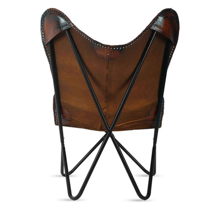 Handmade Leather Butterfly Chair – Side Stitch