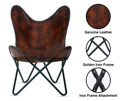 Handmade Leather Butterfly Chair – Side Stitch