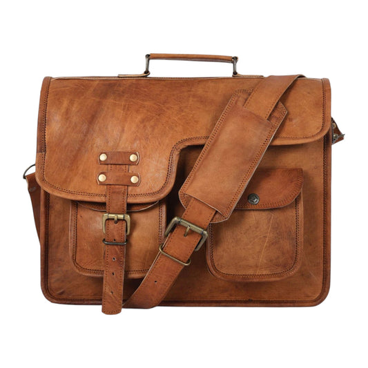 Genuine Leather Business Laptop Messenger Bag - Hana Exports