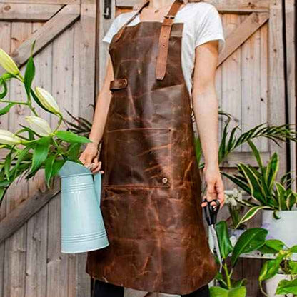 Hana Exports Premium Leather Work Apron – Durable