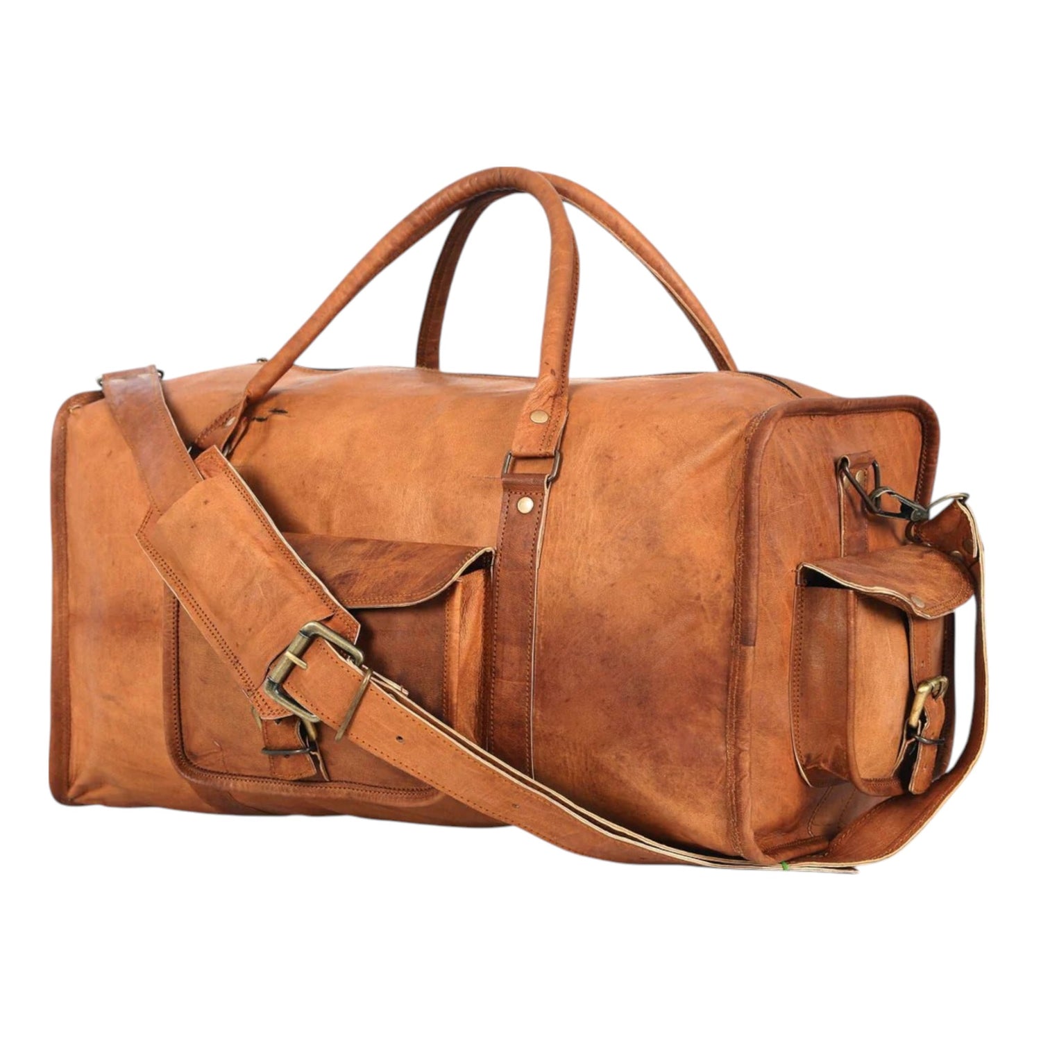 Unisex Square Leather Duffel Bag – Stylish, Durable - Hana Exports