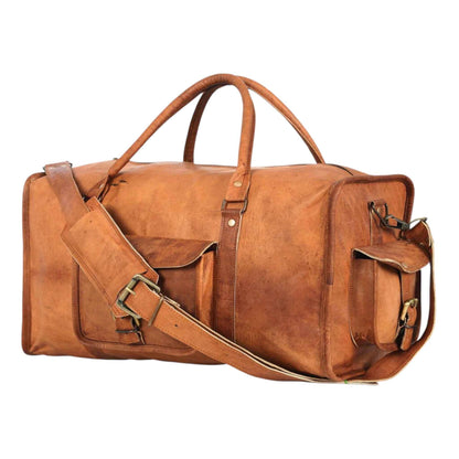 Unisex Square Leather Duffel Bag – Stylish, Durable