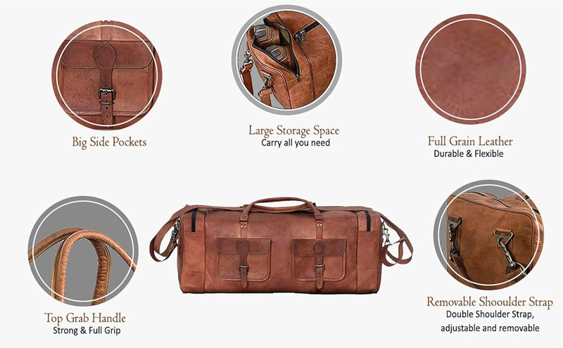 Leather Duffle for Travel - Hana Exports