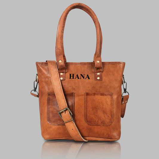 Genuine Leather Tote Bag Large Shoulder Purse Vintage Crossbody Work Handbag