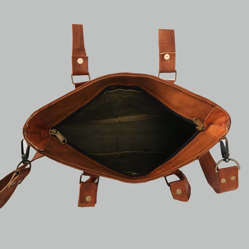 Personalized Handmade Vintage Brown Leather Tote Bag