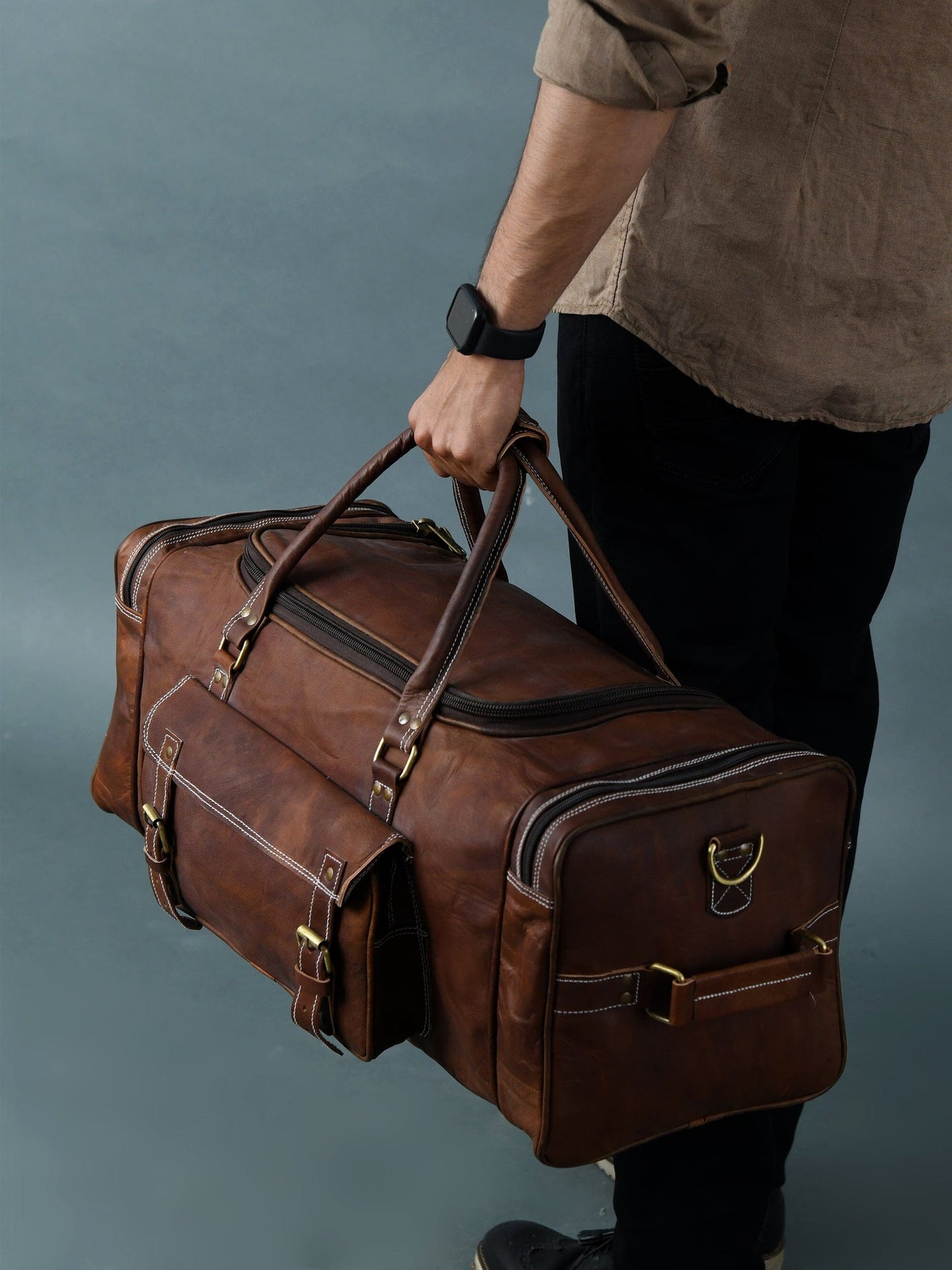 Men’s Handmade Leather Travel Duffel Bag