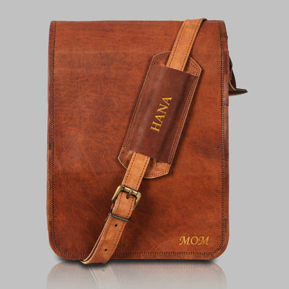 Men’s Distressed Leather Satchel Laptop Bag
