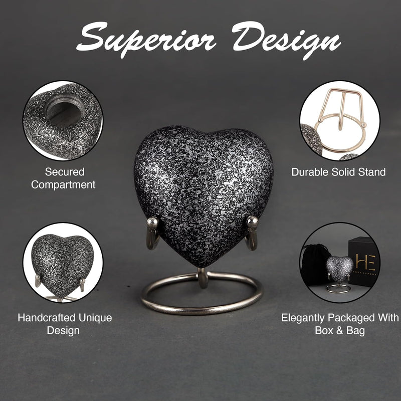 Heart Keepsake Urn for Ashes | Mini Cremation Urns for Female, Pets or Children | Elegant Urns for Human Ashes | Memorials Gifts | Small Funeral Urns, Burial Urns, Decorative Urns - Hana Exports