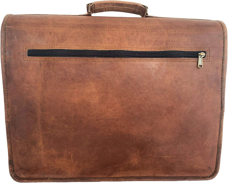 Unisex Handmade Leather Laptop Messenger Bag - Hana Exports