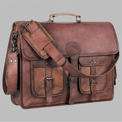 Unisex Handmade Leather Laptop Messenger Bag - Hana Exports