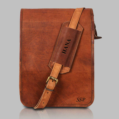 Men’s Distressed Leather Satchel Laptop Bag