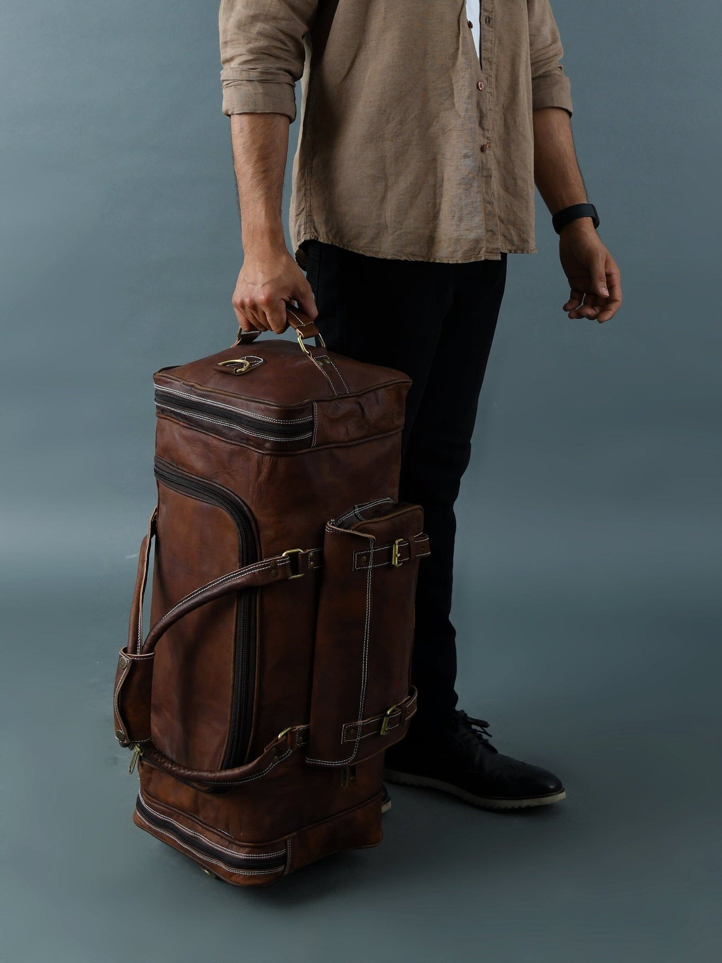 Men’s Handmade Leather Travel Duffel Bag