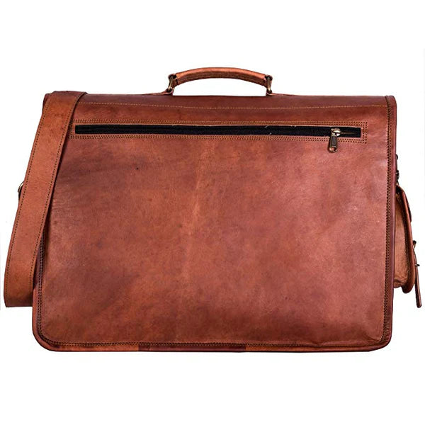 Handcrafted Genuine Leather Messenger Bag for Men - Versatile, Durable Laptop Shoulder Bag for Travel & Everyday Use (Available in 15”, 16”, 18”) - Hana Exports
