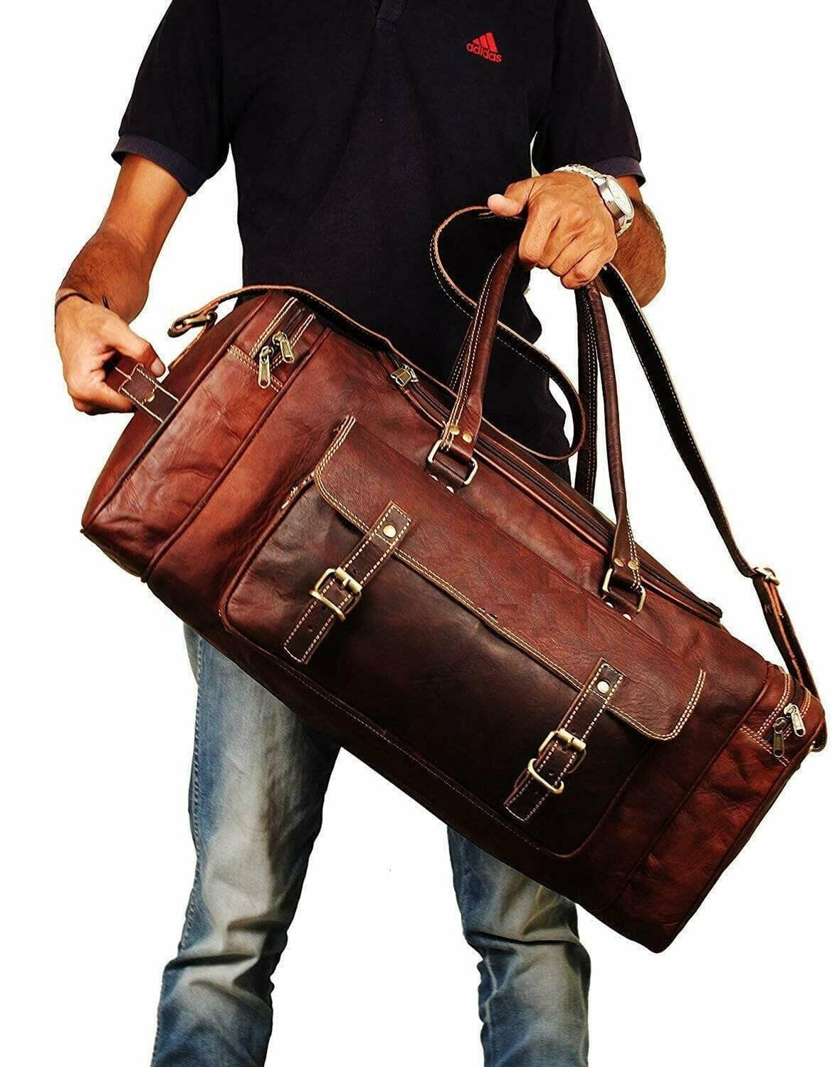 Men’s Handmade Leather Travel Duffel Bag