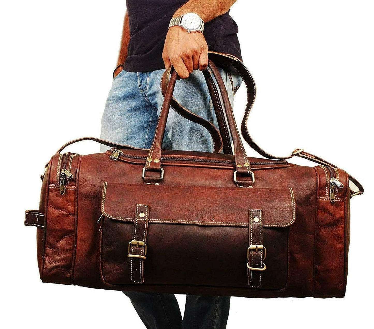 Men’s Handmade Leather Travel Duffel Bag
