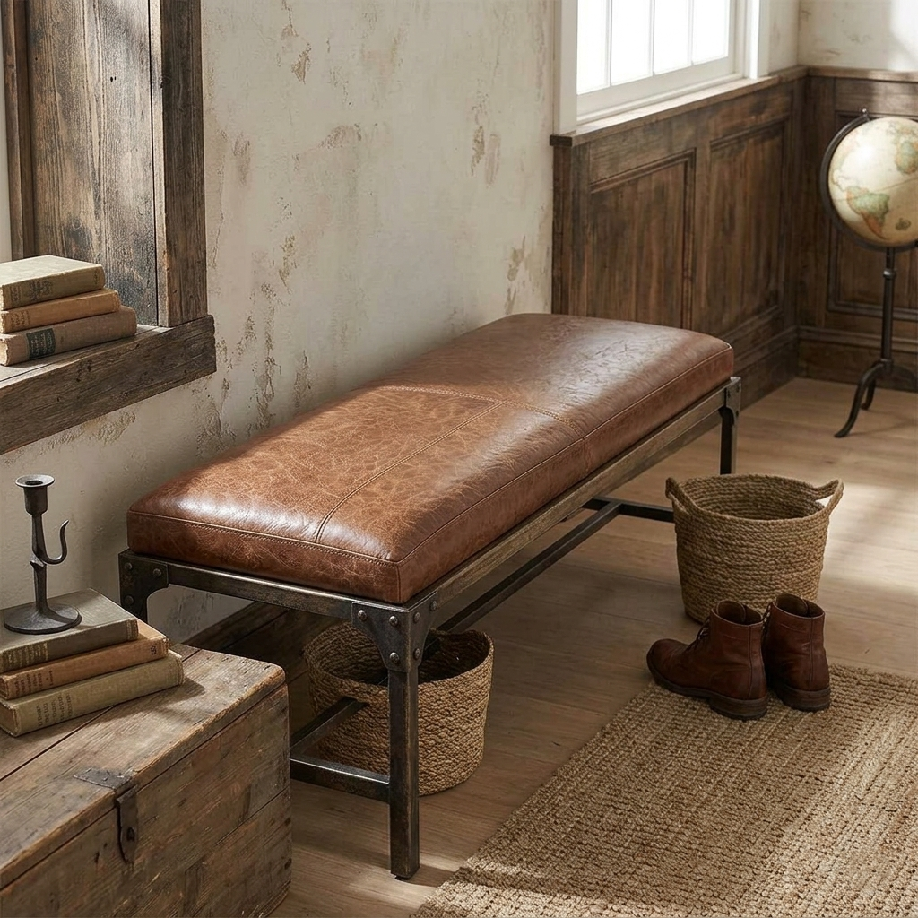 Custom Leather Cushion Cover – Handmade Bench & Seats