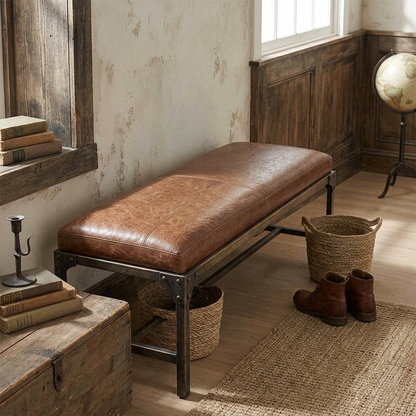 Custom Leather Cushion Cover – Handmade Bench & Seats