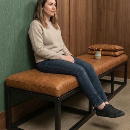 Custom Leather Bench Cushion – Handmade Full-Grain Leather