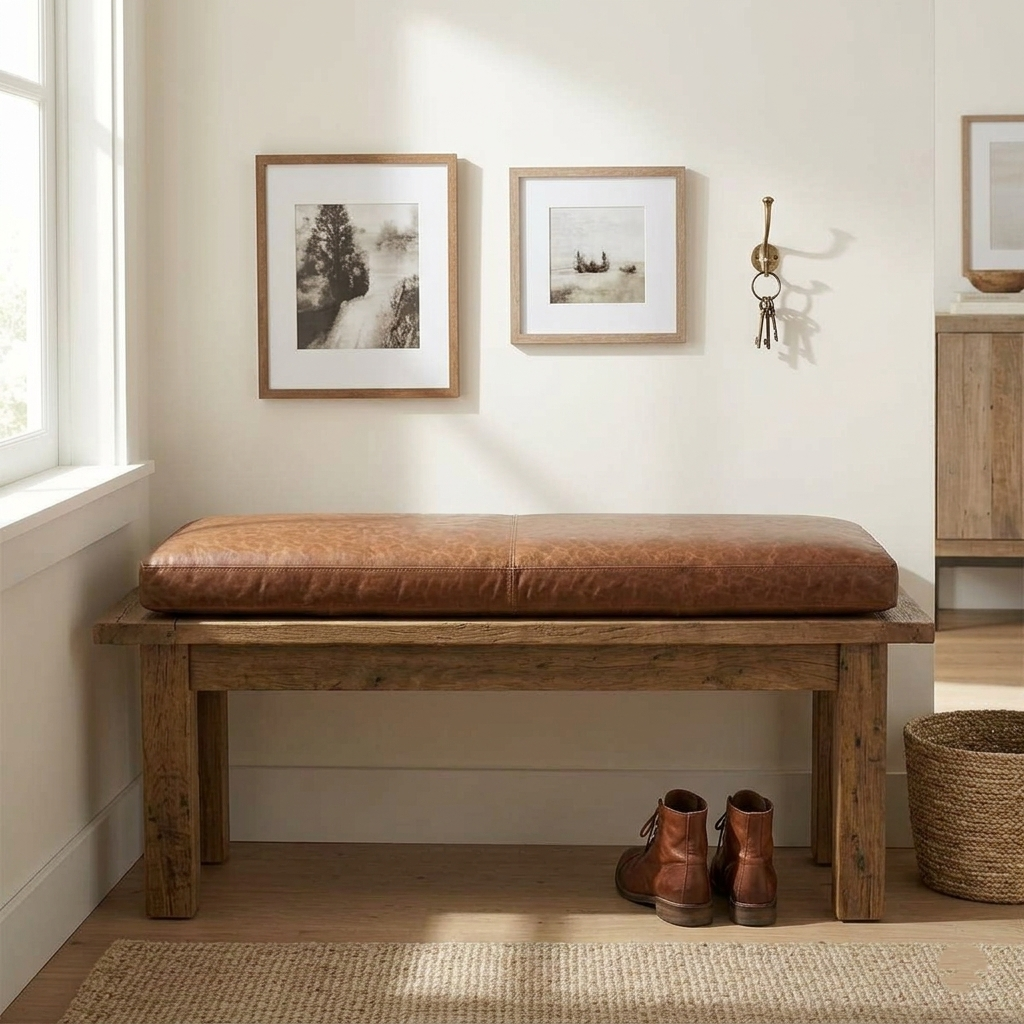 Custom Leather Cushion Cover – Handmade Bench & Seats