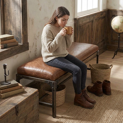 Custom Leather Cushion Cover – Handmade Bench & Seats