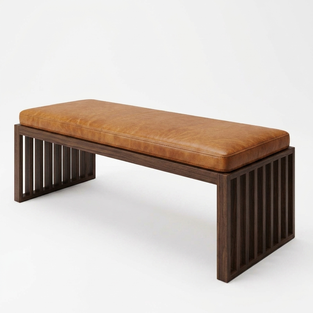 Full-Grain Leather Bench Cushion – Custom Handmade
