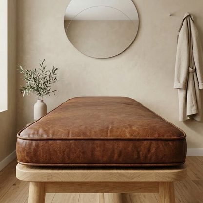 Handmade Leather Bench Cushion – Custom Size & Color