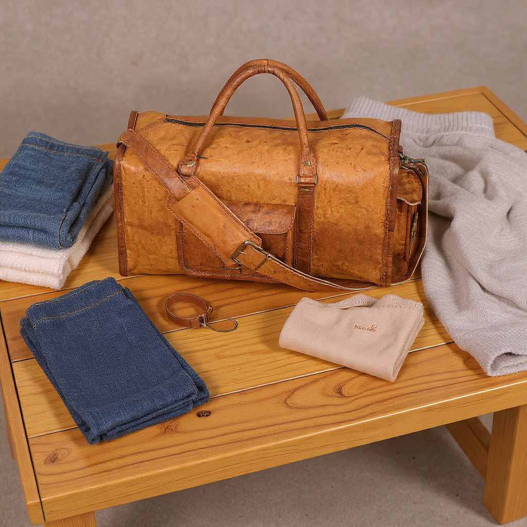 Unisex Square Leather Duffel Bag – Stylish, Durable