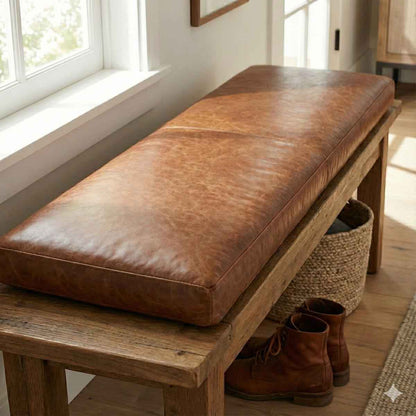 Custom Leather Cushion Cover – Handmade Bench & Seats