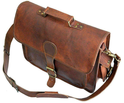 Men's Handmade Vintage Brown Goat Leather Briefcase