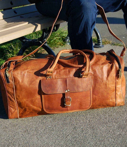 Genuine Vintage Leather Duffel Bag – Travel Bag