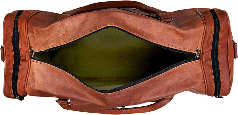 25 Inch Genuine Leather Duffel Travel Overnight Weekend Leather Bag Sports Gym Duffel Luggage Travel Cabin Gym Yoga Bag For Men And Women