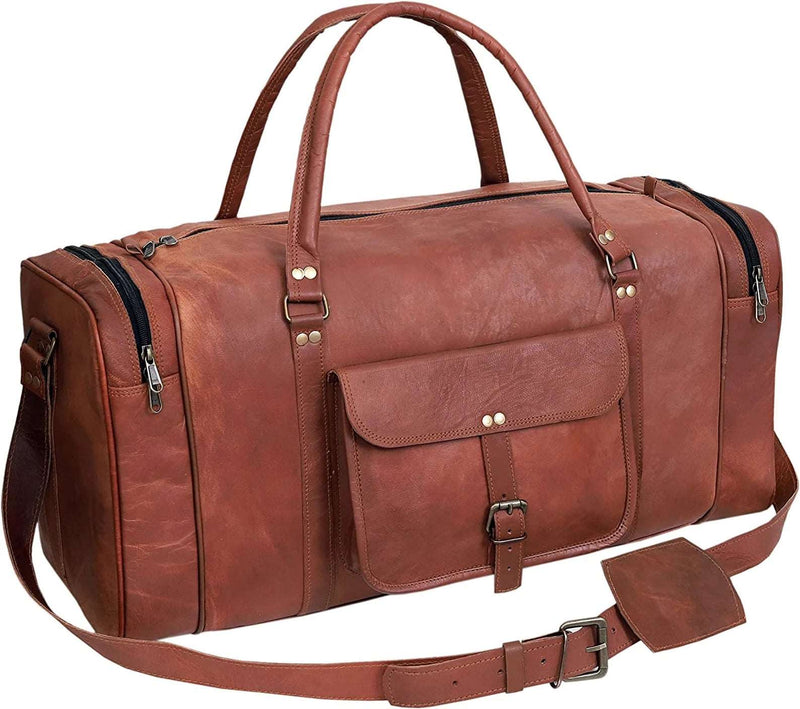 25 Inch Genuine Leather Duffel Travel Overnight Weekend Leather Bag Sports Gym Duffel Luggage Travel Cabin Gym Yoga Bag For Men And Women