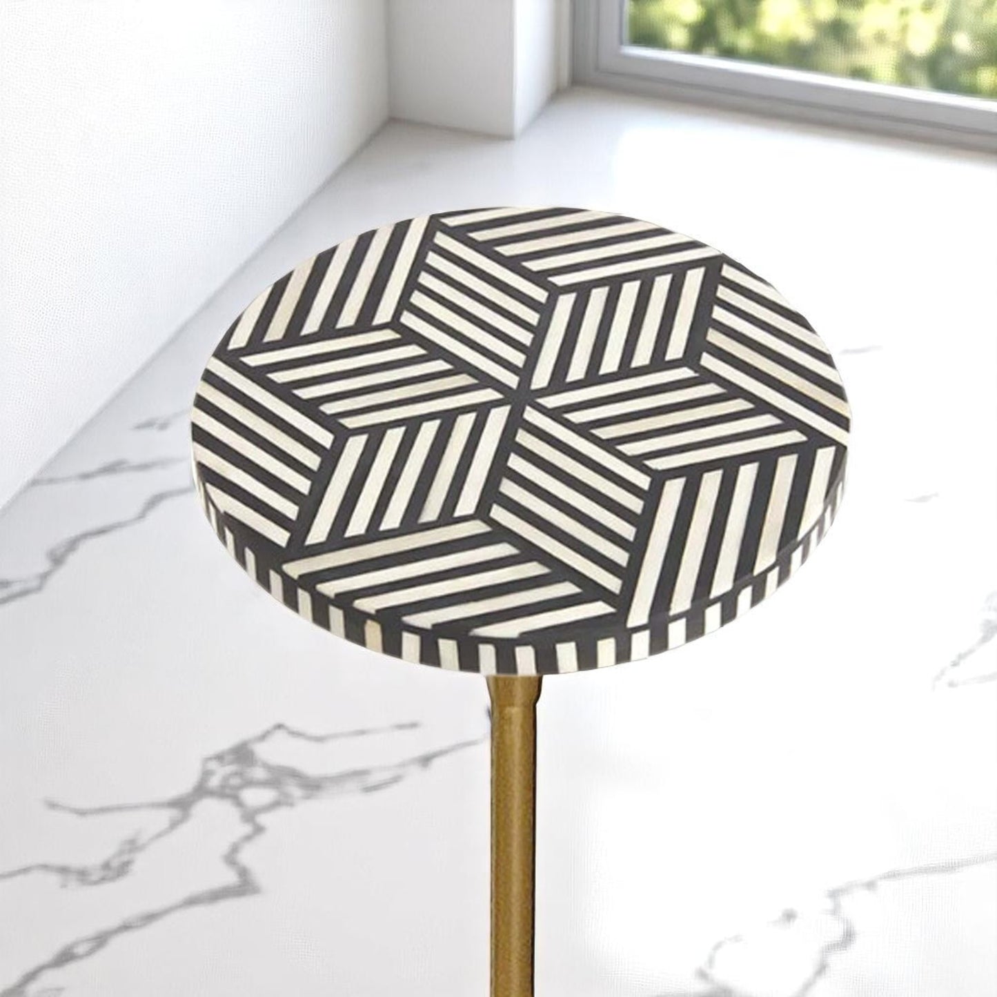Handmade Bone Inlay Side Table – Camel Bone End Table by HANA EXPORTS